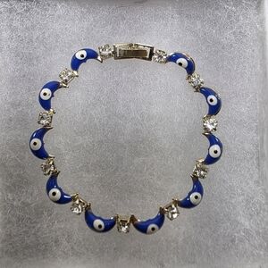 Blue Evil Eye Bracelet with Crystals